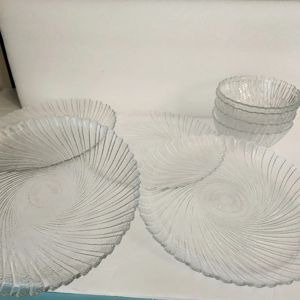 Set of 8pcs Arcoroc France Seabreeze (4) 10” Dinner Plates (4) 5